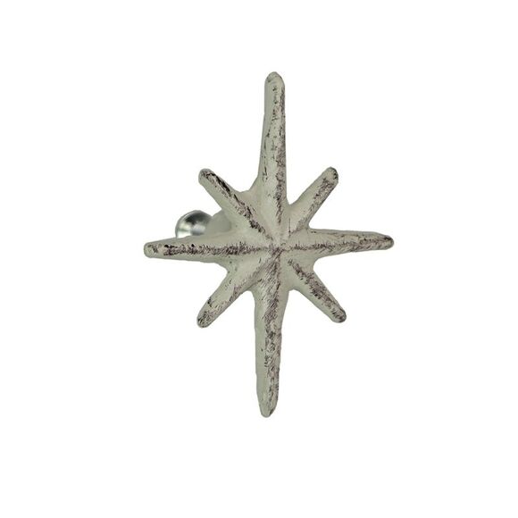 Set of 6 Antique White Finish Mid Century Modern Starburst Drawer Pulls Knobs - Picture 2 of 9